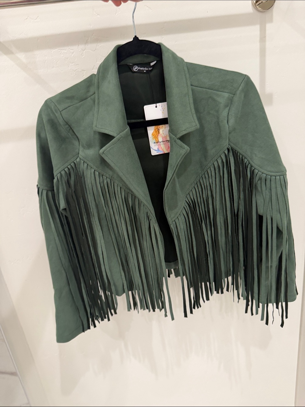Amazon Green Suede Fringe Fabric Jacket